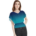 Navy Teal Butterfly Chiffon Blouse